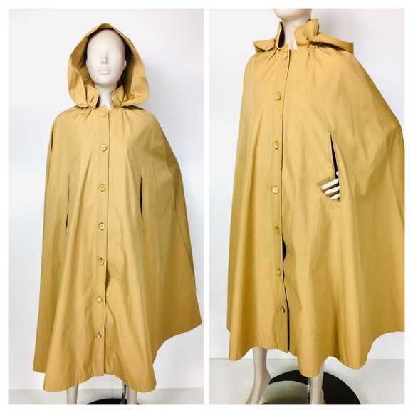 True Vintage Jackets & Blazers - Vintage Hooded Button-Down Poncho Cape Coat